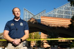 Staff Photo by Seth Carpenter/ Chattanooga Police Department Special Operations Cmdr. Jeremy Eames speaks to the press following an active shooter drill at the Tennessee Aquarium on Wednesday, Oct. 21, 2026.