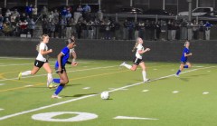Staff photo by Patrick MacCoon / CSAS junior midfielder Ravyn Anthony, dribbling, scored the opening goal in Thursday's 3-1 victory at CSLA to win the TSSAA Region 3-A girls' soccer championship.