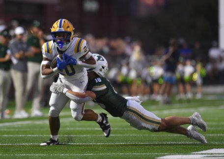 Staff file photo by Matt Hamilton / Boyd Buchanan running back Justin McGoy (20) rushed for 60 yards and a touchdown in the second half to help the Bucs knock off previously unbeaten and second-ranked CAK in a TSSAA DII-AA East Region game Friday.